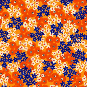 Dense Flower Meadow Orange Blue White 