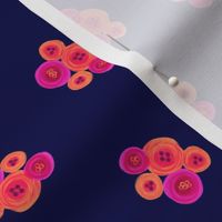 Painted Abstract Flowers Orange Pink Blue