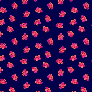 Painted Abstract Flowers Orange Pink Blue