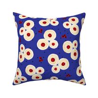 Hand Drawn Abstract Florals White Blue Red