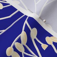 White Wild Grass On Blue // Botanical Nature Print