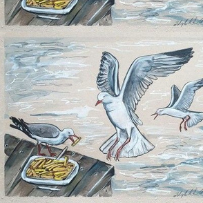 Seagulls with Hot Chips