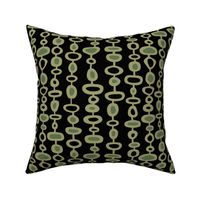 Modern Bohemian Curtain sage and green on black