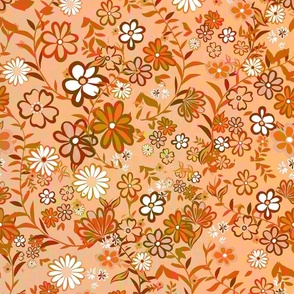 70s Flowers Orange small flowers retro