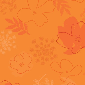 Orange Floral Escape - Large Scale