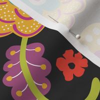 Colorful Cute Retro Flowers and Shapes Pattern