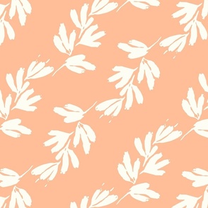 white botanical stripes on peach fuzz by rysunki_malunki