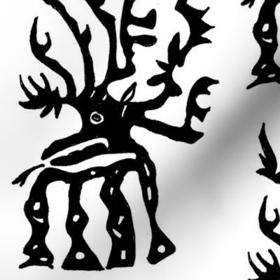 Abstract Elk Creature - Black and White