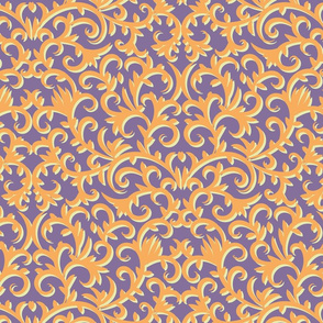 classic damask in orange and purple by rysunki_malunki