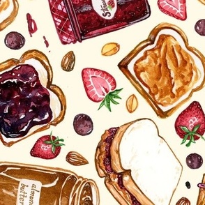  Peanut Butter and Jelly Watercolor (Custom Non-Directional)