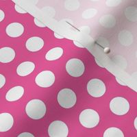White polkadots on mid pink - small