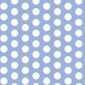 White polkadots on sky blue - small