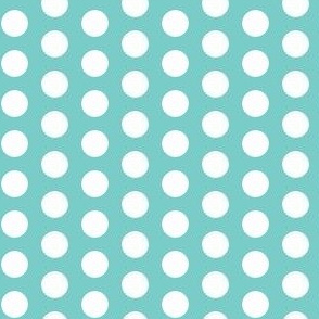 White polkadots on turquoise - small