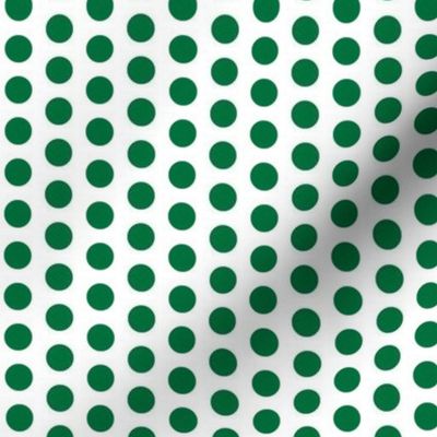 Deep green polkadots on white - small