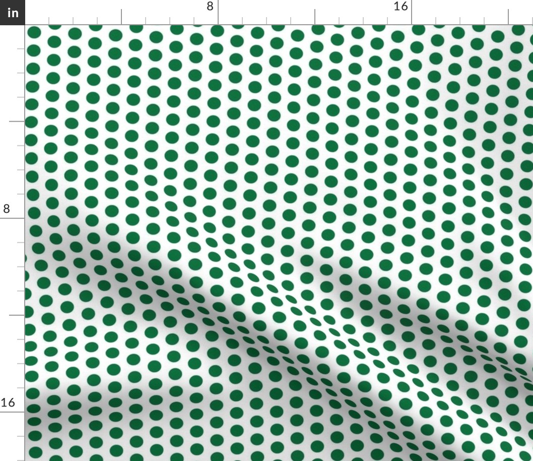 Deep green polkadots on white - small