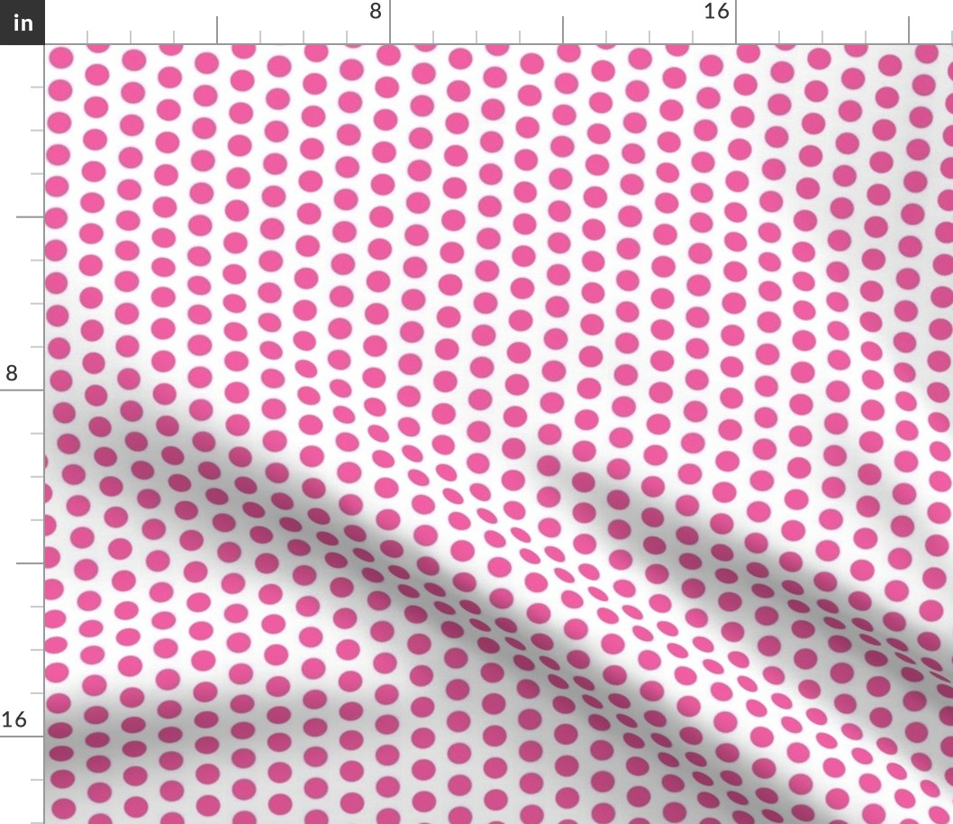 Mid pink polkadots on white - small