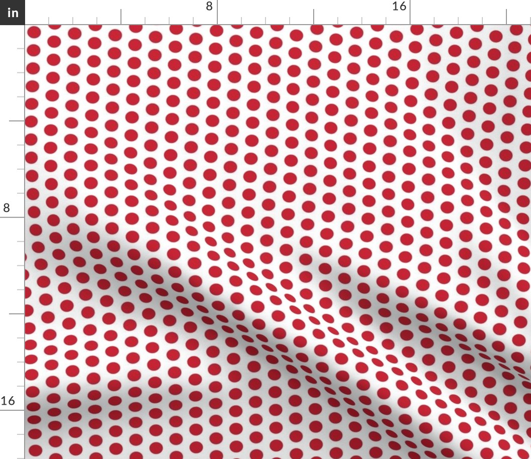 Red polkadots on white - small