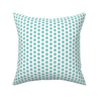 Turquoise polkadots on white - small