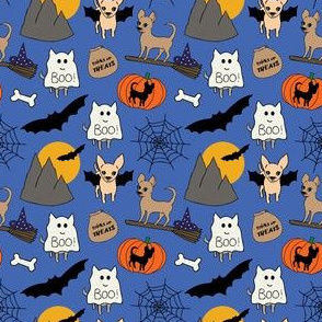 Halloween chihuahuas on blue (mini)