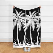 PANEL A Palm Mural Silhouette White on Black