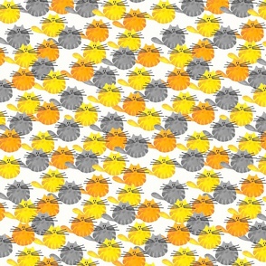 cat - tucker cat yellow orange gray - cute watercolor cat - cat fabric