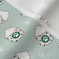 (S Scale) Pup Cup Scattered Repeat on Muted Mint