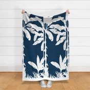 PANEL C Palm Mural Silhouette White on Navy