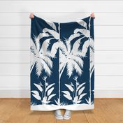 PANEL B Palm Mural Silhouette White on Navy