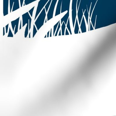PANEL B Palm Mural Silhouette White on Navy