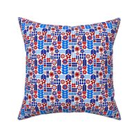 Scandinavian Flowers - Small Scale Patriotic Red White and Blue
