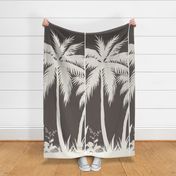 PANEL A Palm Mural Silhouette Chocolate and Cream