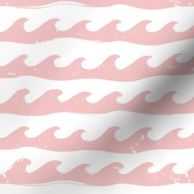 Waves Splashing in Blush - Regular Scale 7.43in x 7.2in (wave, ocean, ocean waves, beach, island, surf, hawaii, california, tropical, surfing, nature, water, pink, blush, rose pink, soft, grunge, distressed, white)