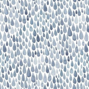 Indigo grey-blue watercolour raindrops