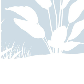 PANEL B Palm Mural Silhouette White on Soft Blue
