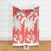PANEL B Palm Mural Silhouette White on Coral