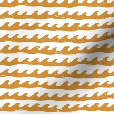 Sm. Waves Splashing in Sun - Small Scale 4.13in x 4in (wave, ocean waves, island, beach, hawaii, california, lake, water, nature, headbands, gold, yellow, amber, mustard, retro, swimming, swim, surf, surfing)