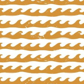 Sm. Waves Splashing in Sun - Small Scale 4.13in x 4in (wave, ocean waves, island, beach, hawaii, california, lake, water, nature, headbands, gold, yellow, amber, mustard, retro, swimming, swim, surf, surfing)