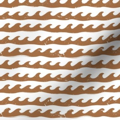 Sm. Waves Splashing in Tan - Small Scale 4.13in x 4in (wave, ocean waves, island, beach, hawaii, california, lake, water, nature, headbands, bronze, brown, swimming, swim, surf, surfing)