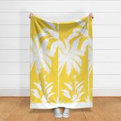 PANEL B Palm Mural Silhouette White on Yellow