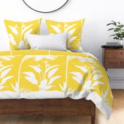 PANEL B Palm Mural Silhouette White on Yellow