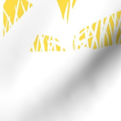 PANEL A Palm Mural Silhouette White on Yellow