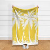 PANEL A Palm Mural Silhouette White on Yellow
