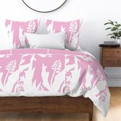 PANEL D Palm Mural Silhouette White on Pink