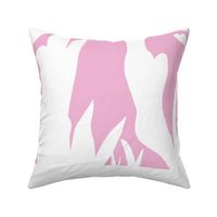 PANEL D Palm Mural Silhouette White on Pink