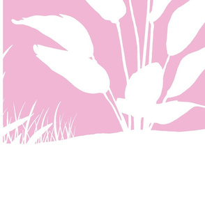 PANEL B Palm Mural Silhouette White on Pink