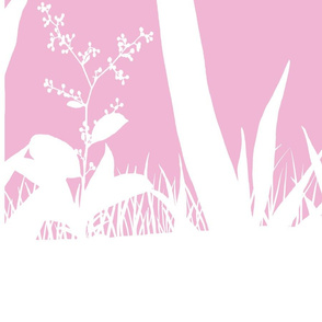 PANEL A Palm Mural Silhouette White on Pink