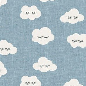 1.5in sleepy clouds denim blue linen look natural linen blue