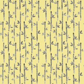 Watercolor Bamboo Pattern - Gray and Yellow