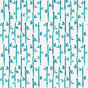 Watercolor Bamboo Pattern - Neon Blue