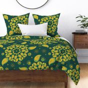 paisley mandalas in green and yellow by rysunki_malunki